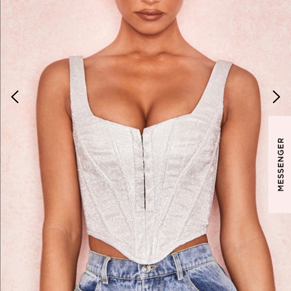 SILVER SPARKLE CROPPED CORSET